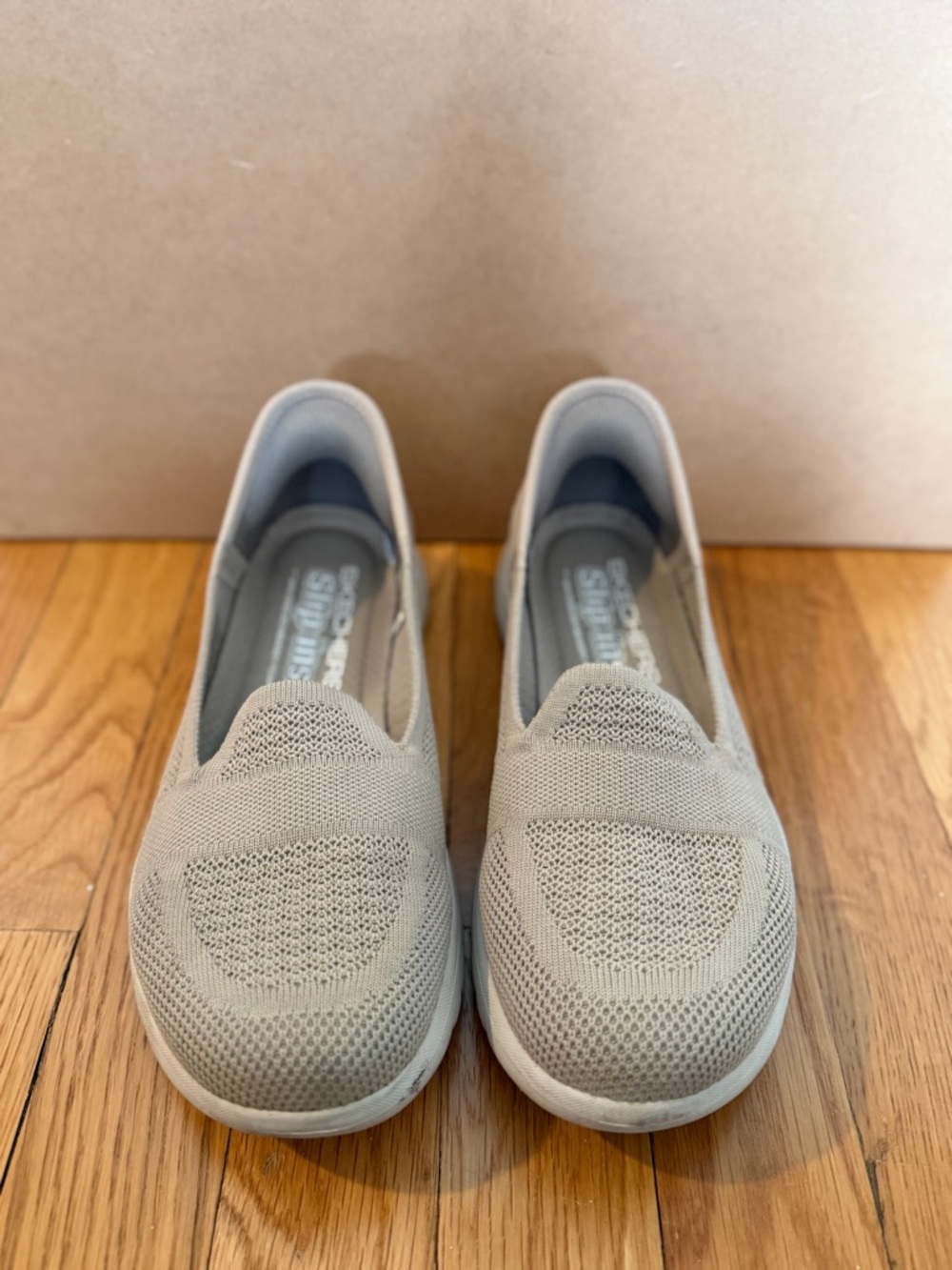 Skechers Slip-On Knit Moccasins in Light Taupe